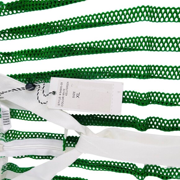 Kaktus Womens Green & White Striped Mesh Top With Flutter Sleeves Size XL - Picture 3 of 7